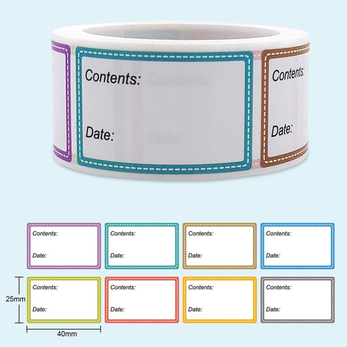 100-Pack Removable Freezer Labels, Waterproof Food Storage Stickers for Date & Contents Marking - Colors B
