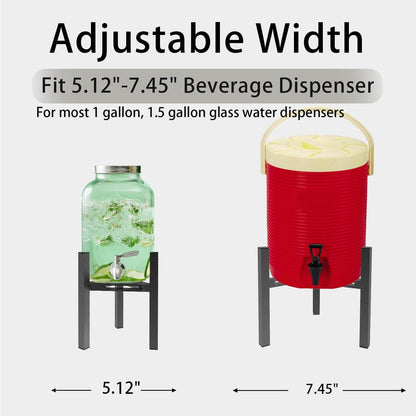 Adjustable Metal Drink Dispenser Stand Holder for 1-1.5 Gallon, Stable Beverage-Dispenser Stand for Indoor Outdoor (Without Drink Dispensers) (Midnight Black)