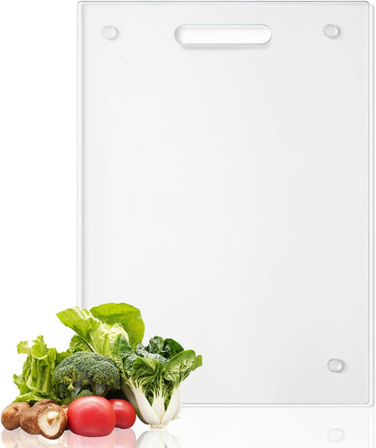 JAMBALAY Tempered Glass Cutting Boards for Kitchen, 16"x12" Clear Glass Cutting Board Set, 2Pcs Chopping Board with Rubber Non Slip Feet, Heat Resistant, Shatter Resistant, Dishwasher Safe