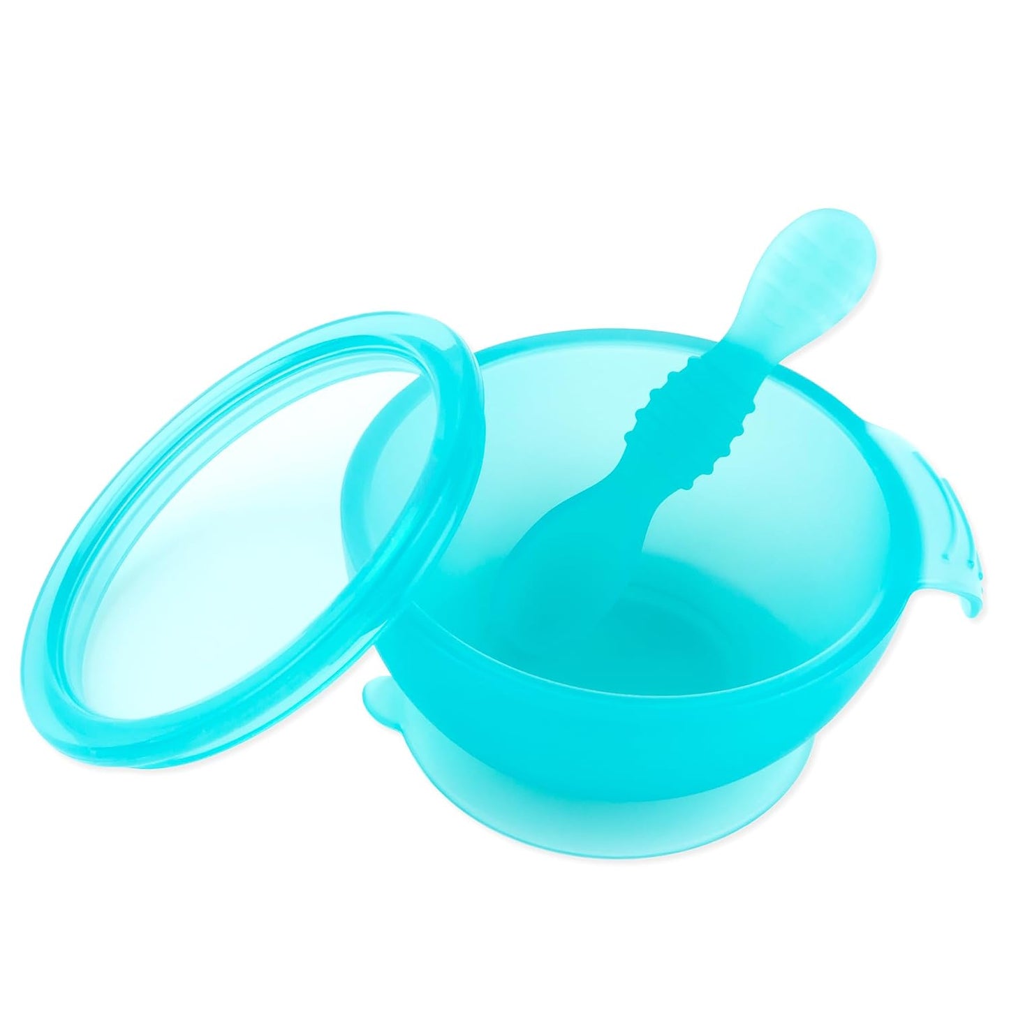 Bumkins Baby Bowl, Silicone Feeding Set with Suction for Baby and Toddler, Includes Spoon and Lid, First Feeding Set, Training Essentials for Baby Led Weaning for Babies 4 Months Up, Sage