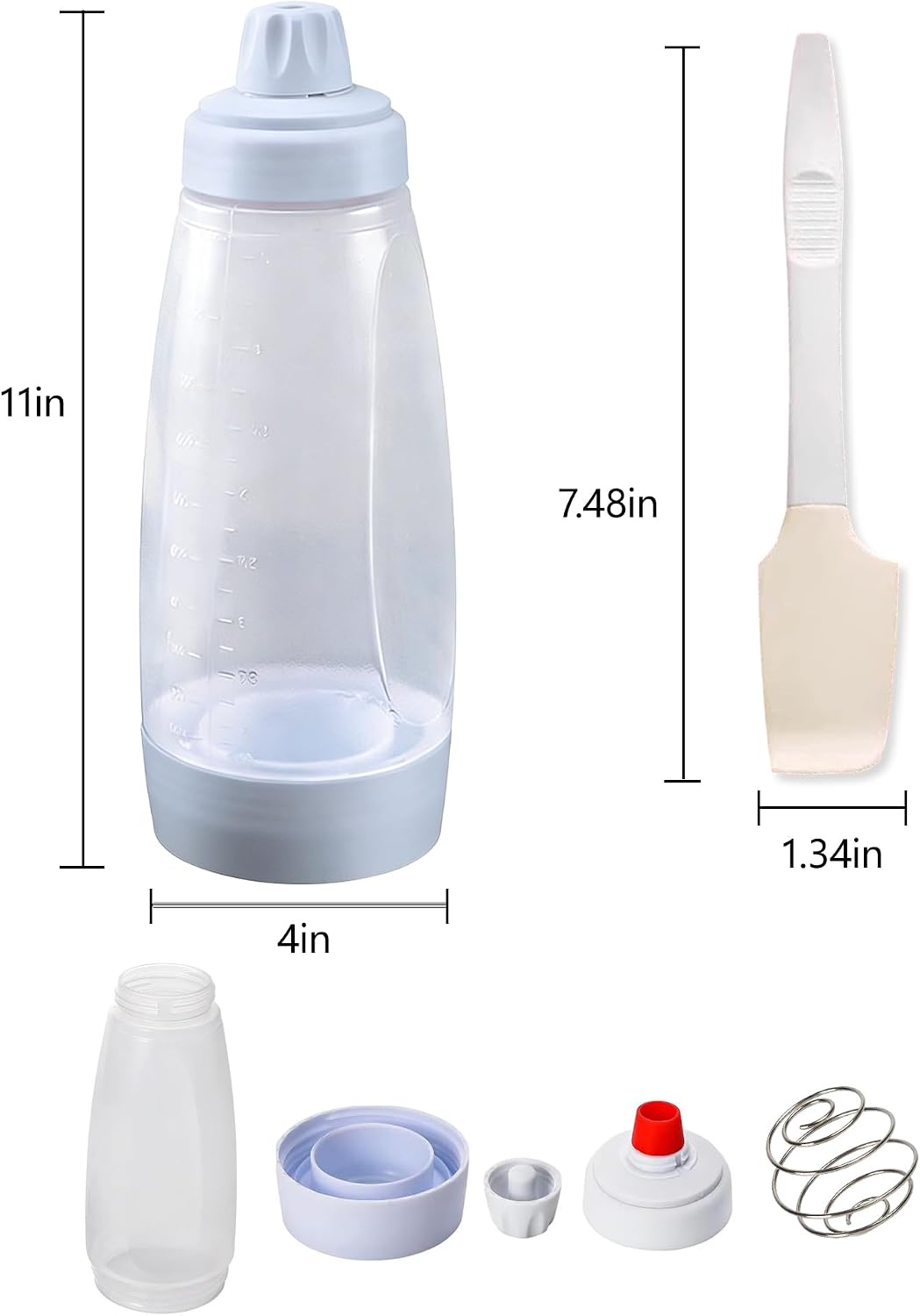 2 Pack Pancake Batter Dispenser, Pancake Batter Dispenser Bottle with 1000ml - Large Capacity No-Mess Batter Mix Dispenser for Pancakes, Waffles, Cupcakes, Crepes - Kitchen Baking Tool