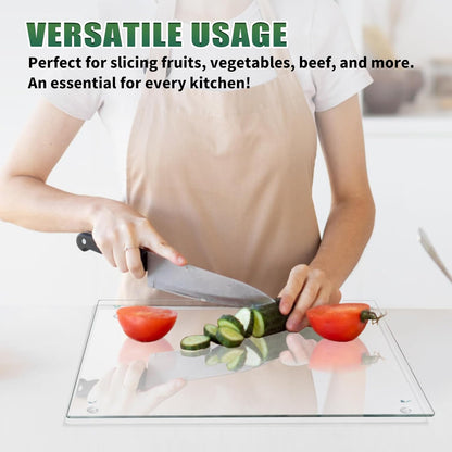 Seelenruhe Tempered Glass Cutting Boards for Kitchen Counter, Clear Cutting Boards for Countertop, Non-Slip, Heat-Resistant, Easy to Clean, Kitchen Decoration, 16x12 & 12x8 2PCS
