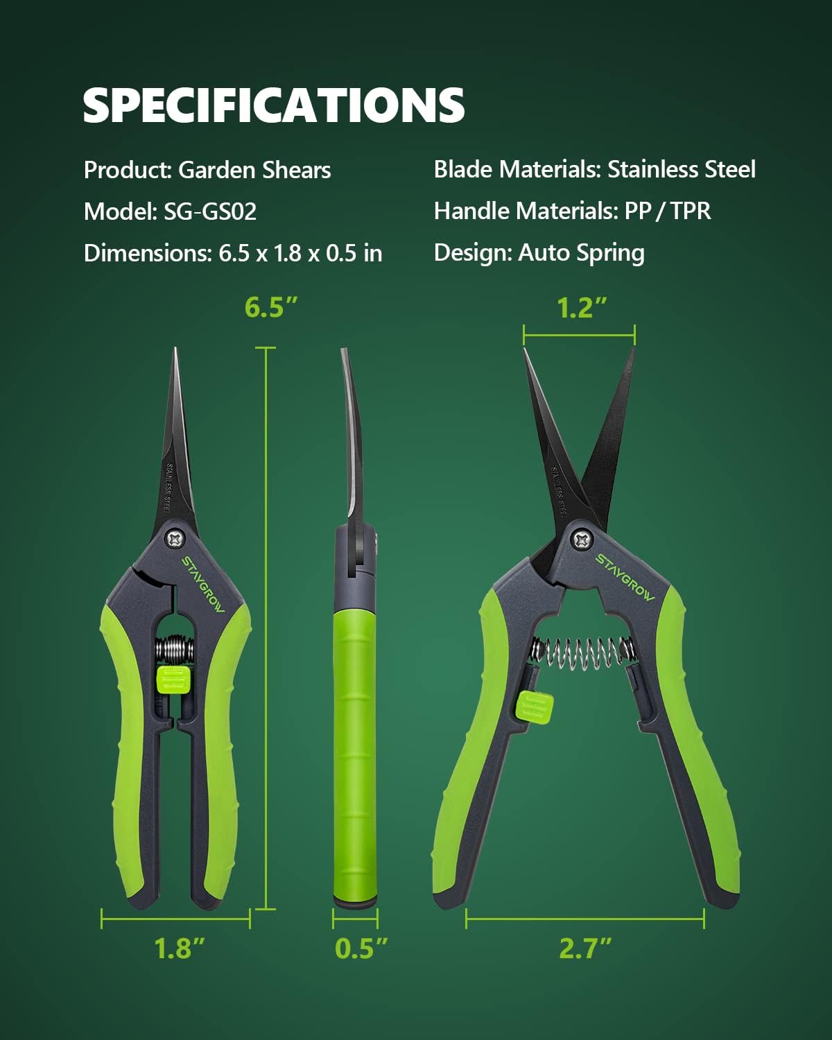 2pcs 6.5" Pruning Shears for Gardening Ultra Sharp Garden Scissors