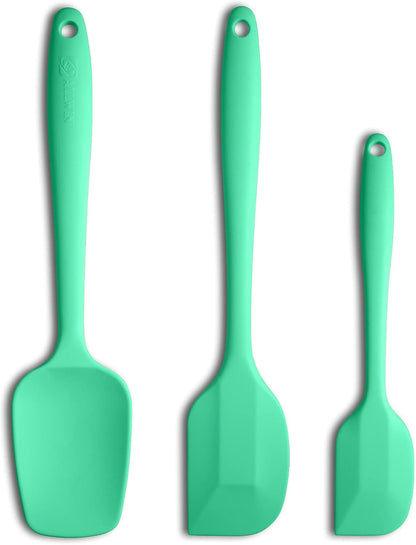 Silicone Spatula 3-piece Set, Ergonomic Handle High Heat-Resistant Spatulas, Non-stick Rubber Spatulas with Stainless Steel Core, Black