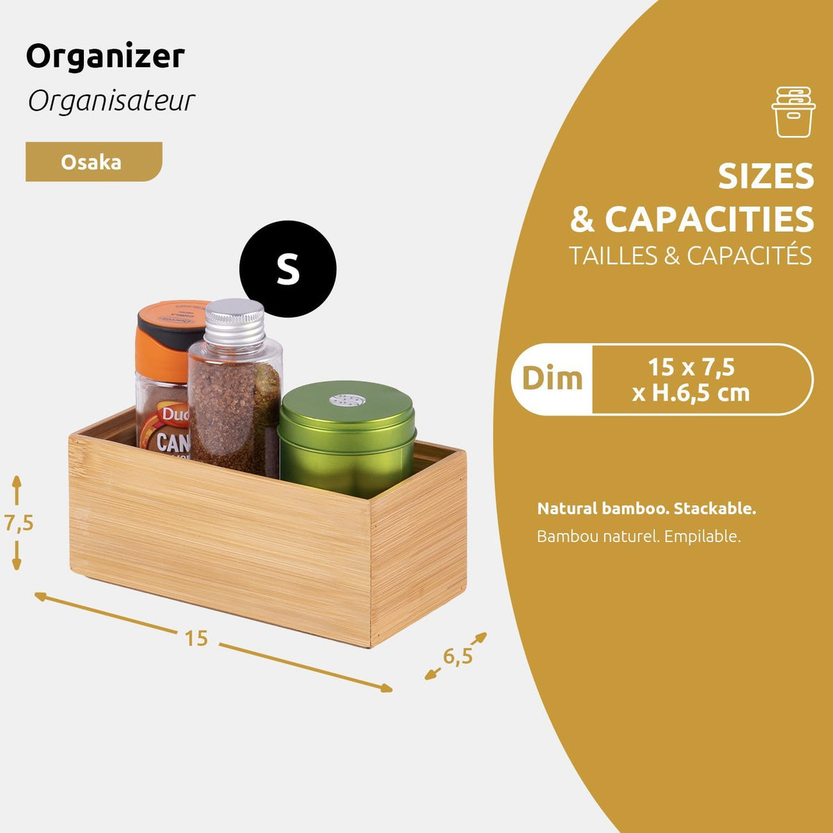 Compactor Osaka Organizer - Nature Collection, Size M | Eco-Friendly Bamboo Storage Solution