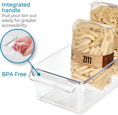 iDesign Fridge Storage Bin with Handle - Fridge Tray for Meats and Cheeses - Set of 2 - Clear