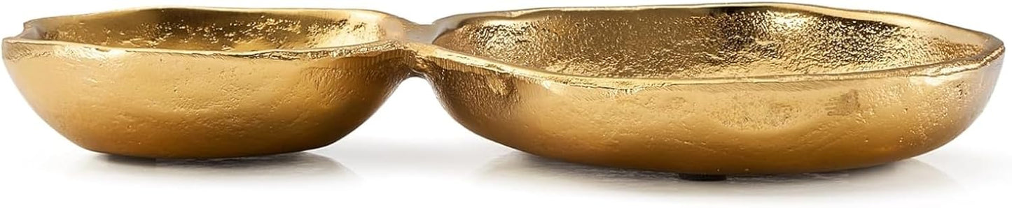 Cluster of 10 Round Serving Bowls Gold Clusters Decorative Elegant Snack Tray for Olives, Chip & Dip, Nuts, Appetizers & Entertaining Strong Brass & Enamel Home Decor Gifts, Parties & Weddings 20.5"