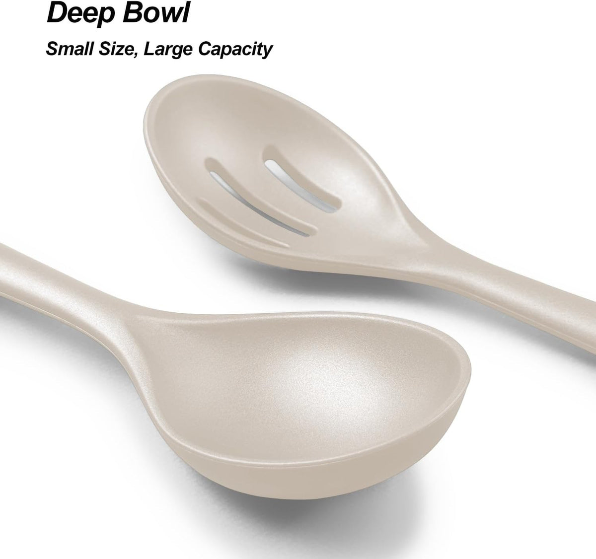 VOVOLY Silicone Spoons for Cooking, Solid & Slotted Spoon Set, Med, Black