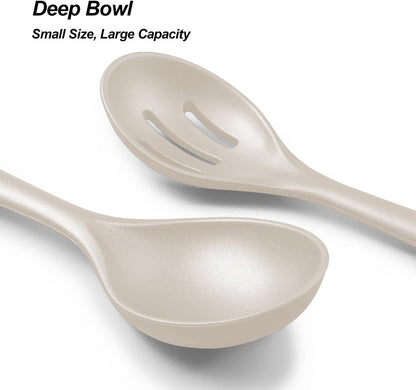 VOVOLY Silicone Spoons for Cooking, Solid & Slotted Spoon Set, Med, Black
