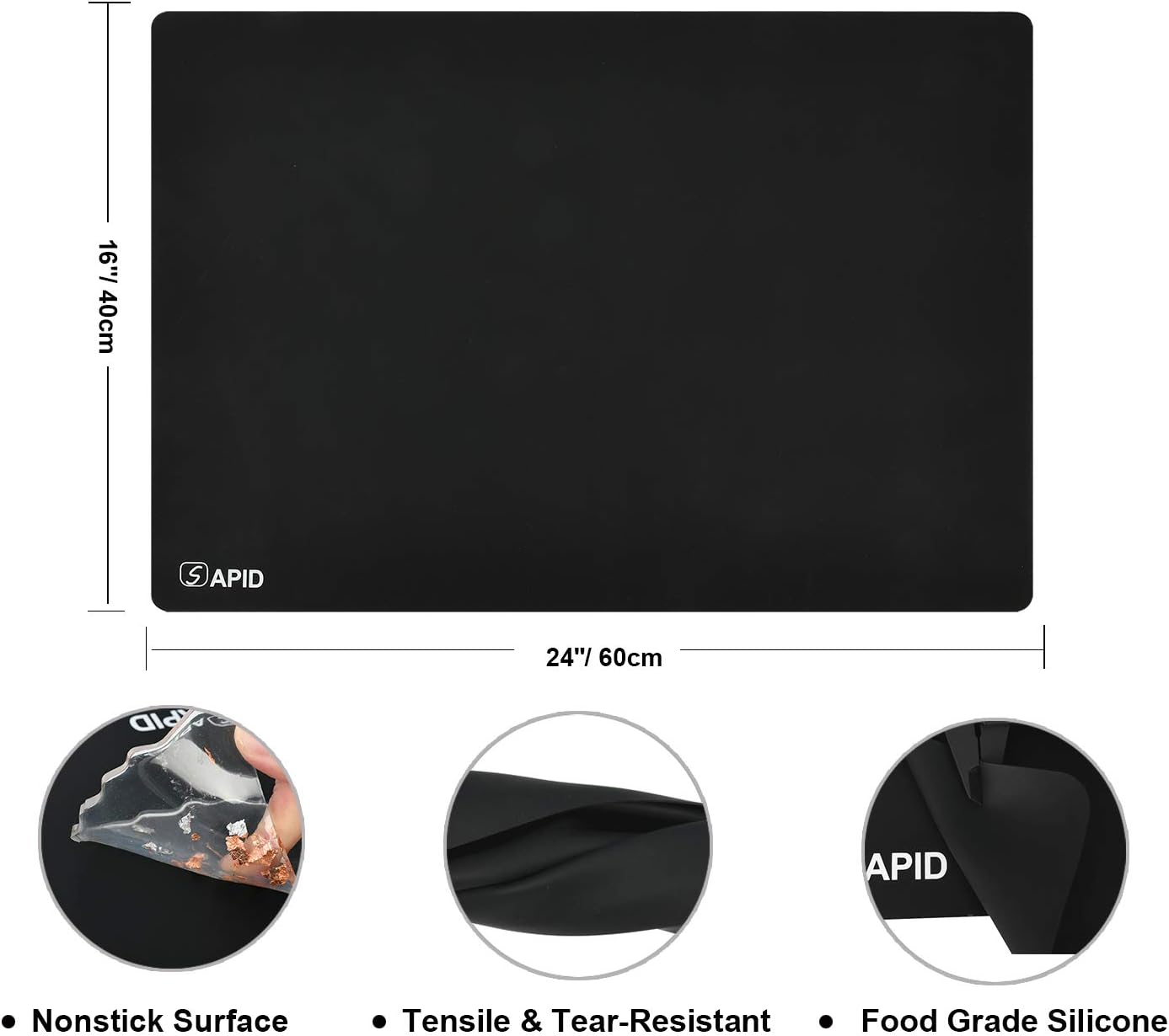 Sapid Extra Large Silicone Sheet for Crafts, Thick Silicone Jewelry Casting Mats, Nonstick Nonslip Silicon Mat for Epoxy Resin, Art Painting, Heat- Resistance Counter Mat (20"×27.9", Dark Gray)