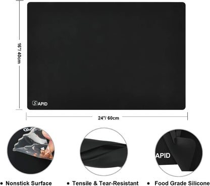 Sapid Extra Large Silicone Sheet for Crafts, Thick Silicone Jewelry Casting Mats, Nonstick Nonslip Silicon Mat for Epoxy Resin, Art Painting, Heat- Resistance Counter Mat (20"×27.9", Dark Gray)