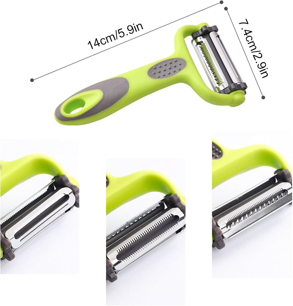 Kitchen Vegetable Peeler, Fruit Carrot Zucchini Cucumber Vegetable, Y Vegetable Peeler 3-in-1 Serrated Blade and Standard Blade Rotation Design, Non-Slip Grip