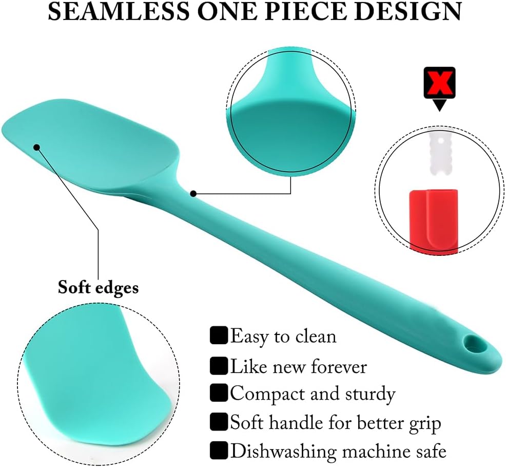 5-Pack Silicone Spatula Set – Heat-Resistant Baking, Cooking & Mixing Tools, Seamless Design, Non-Stick & Easy to Clean, Aqua Sky