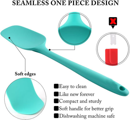 5-Pack Silicone Spatula Set – Heat-Resistant Baking, Cooking & Mixing Tools, Seamless Design, Non-Stick & Easy to Clean, Aqua Sky