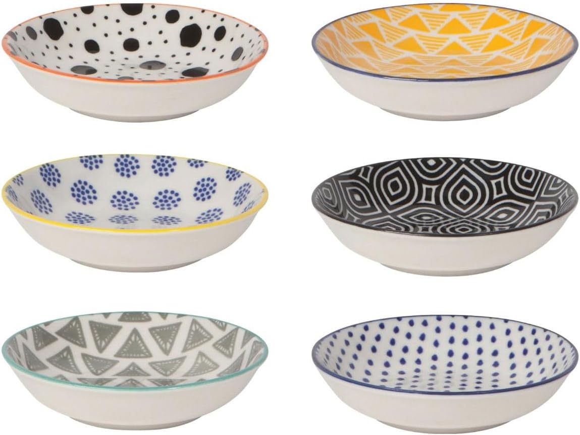 Now Designs Dewdrop Pinch Bowls Set of 6, 100% Stoneware, 2 oz Capacity, Dishwasher & Microwave Safe