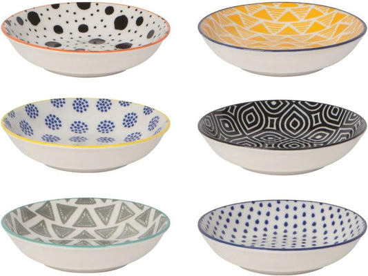 Now Designs Dewdrop Pinch Bowls Set of 6, 100% Stoneware, 2 oz Capacity, Dishwasher & Microwave Safe