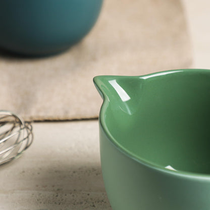 Gaolinci Simple Solid Color Kitchen Ceramic Mixing Bowl, 1 Quart Large Bowl, with Pouring Spout and Handle