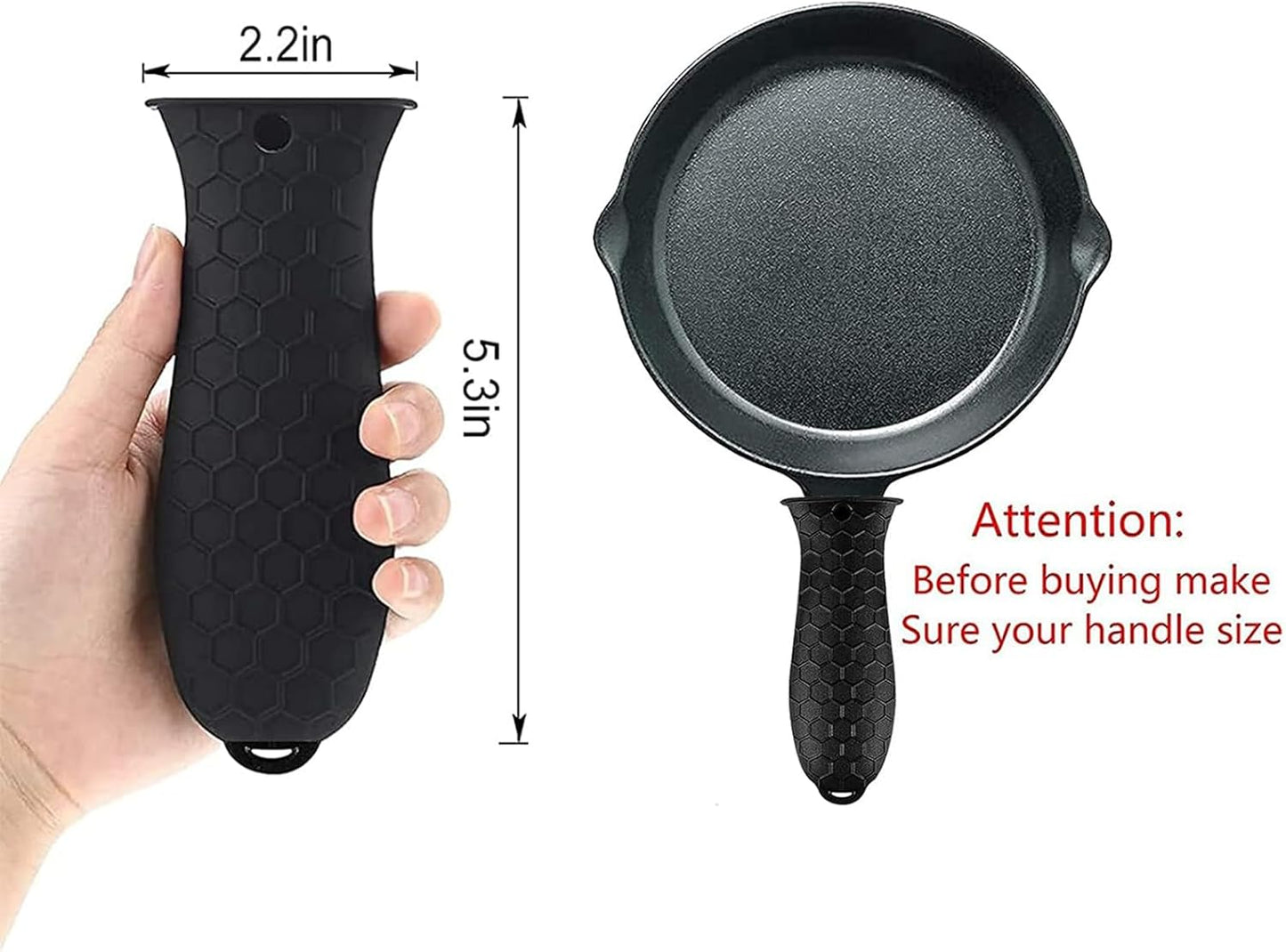 Silicone Hot Handle Holder - Potholder for Cast Iron Skillets & Frying Pans - Heat Resistant Sleeve Grip Handle Cover, Red, Black, Blue, Green
