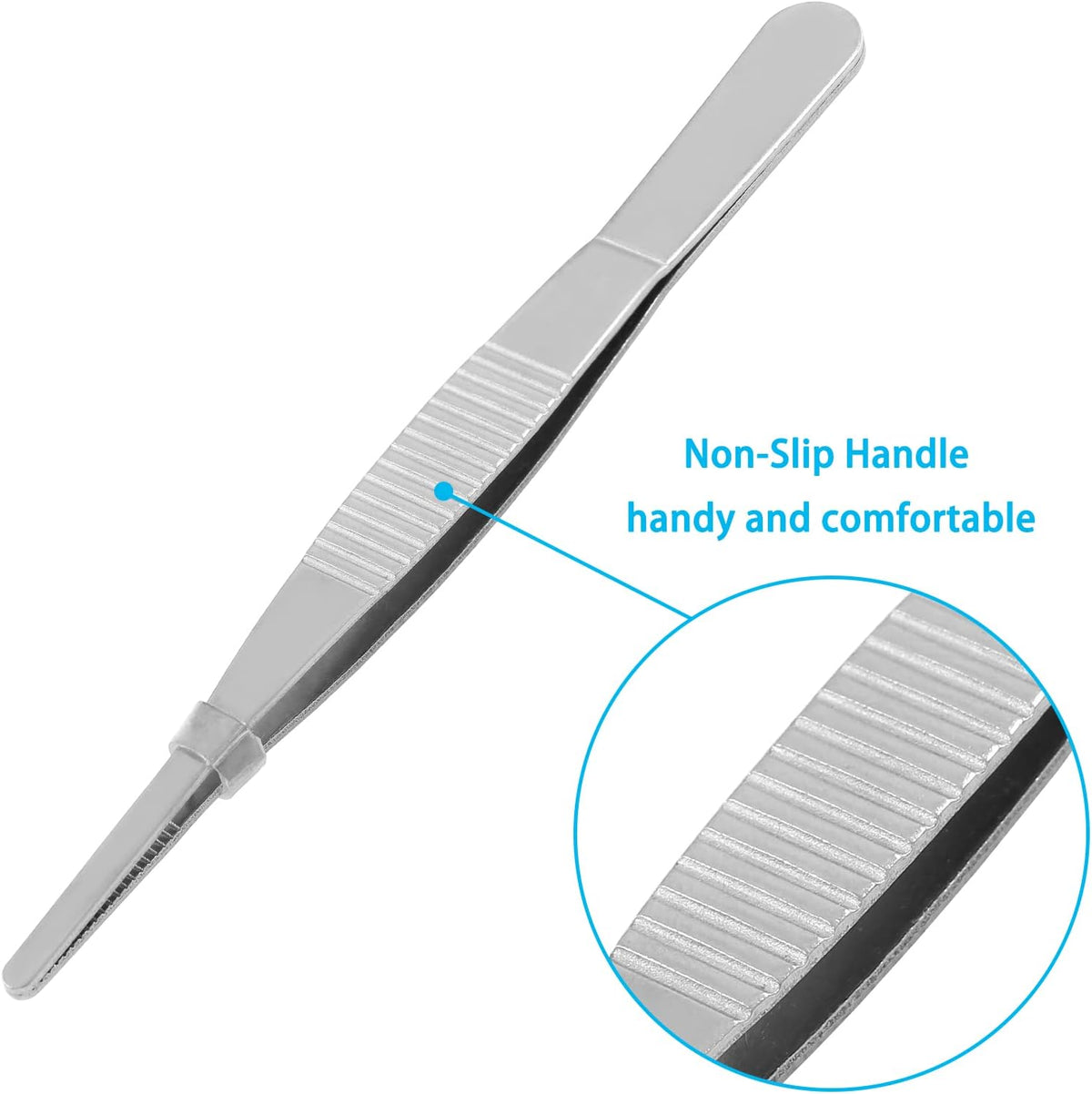 Bonsicoky 3Pcs Stainless Steel Tweezer Set (8" 10" 12") | Long Tweezers, Precision Serrated Straight Tips, Non-slip, For Cooking, Repairing, Medical, Garden