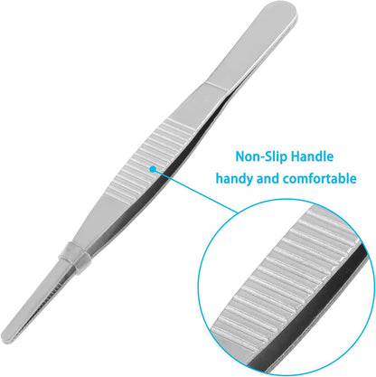 Bonsicoky 3Pcs Stainless Steel Tweezer Set (8" 10" 12") | Long Tweezers, Precision Serrated Straight Tips, Non-slip, For Cooking, Repairing, Medical, Garden