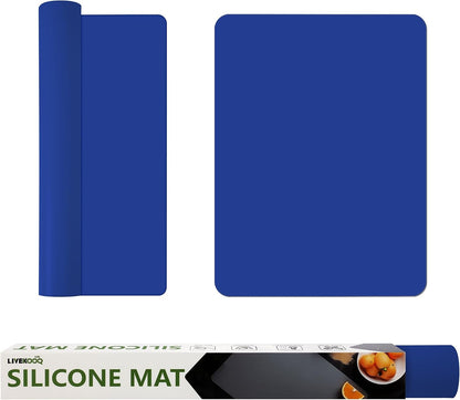 Silicone Mat for Kitchen Counter, Silicone Mat Trimable to Size (Black, 15.7×11.8inch-2pcs), BPA-Free Silicone Placemat, Heat-Resistant NonSlip Table Mat for Air Fryer, Countertop Protector Mat