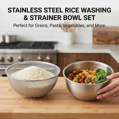 18/8 Stainless Steel Colander with Mixing Bowl, 1.5QT