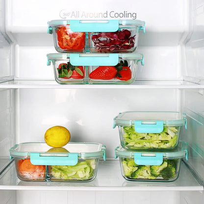 DAS TRUST 3 Pack Bento Box Glass Meal Prep Containers - 3 Compartment Glass Food Storage Containers with Lids - Lunch Box Meal Prep Bowls - Oven Safe