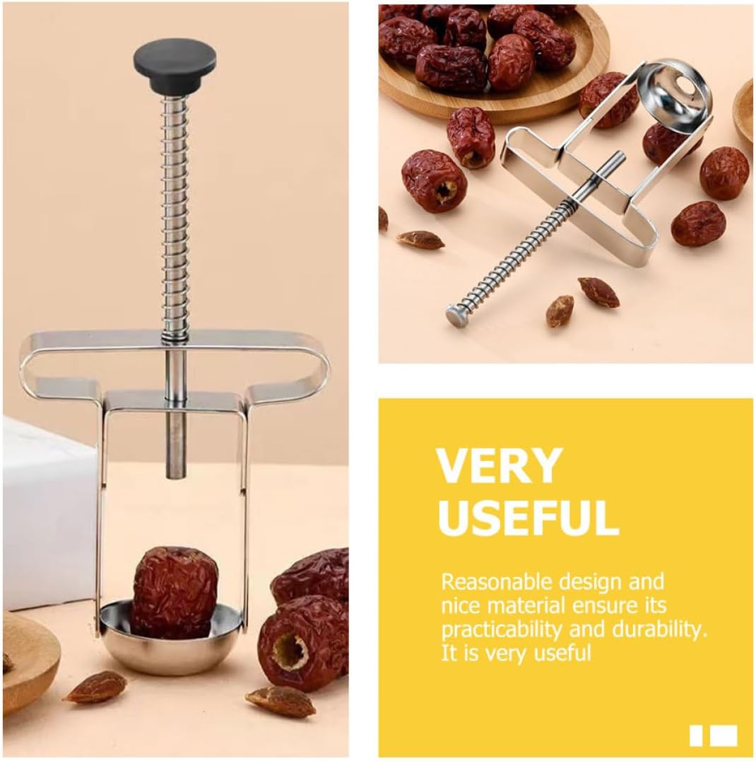 Manual Cherry Pitter Red Date Core Remover Stainless Steel Kitchen Fruit Pit Remover Tool for Home Cooking and Baking