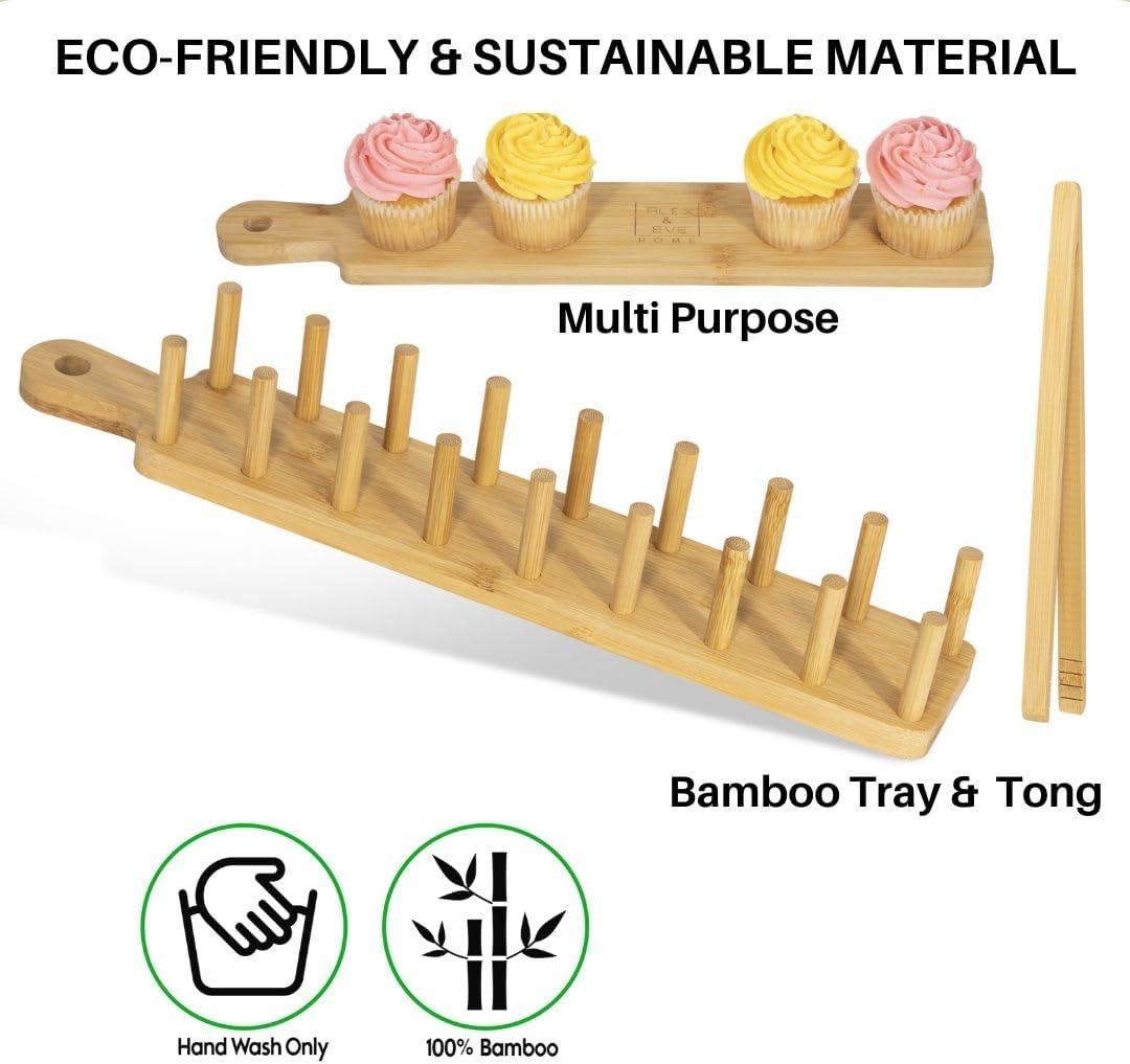 ALEX & EVE HOME Bamboo Taco Holder - 8 Taco Shells, Multi-Use Food & Charcuterie Tray - Great Housewarming Gift & Kitchen Accessory