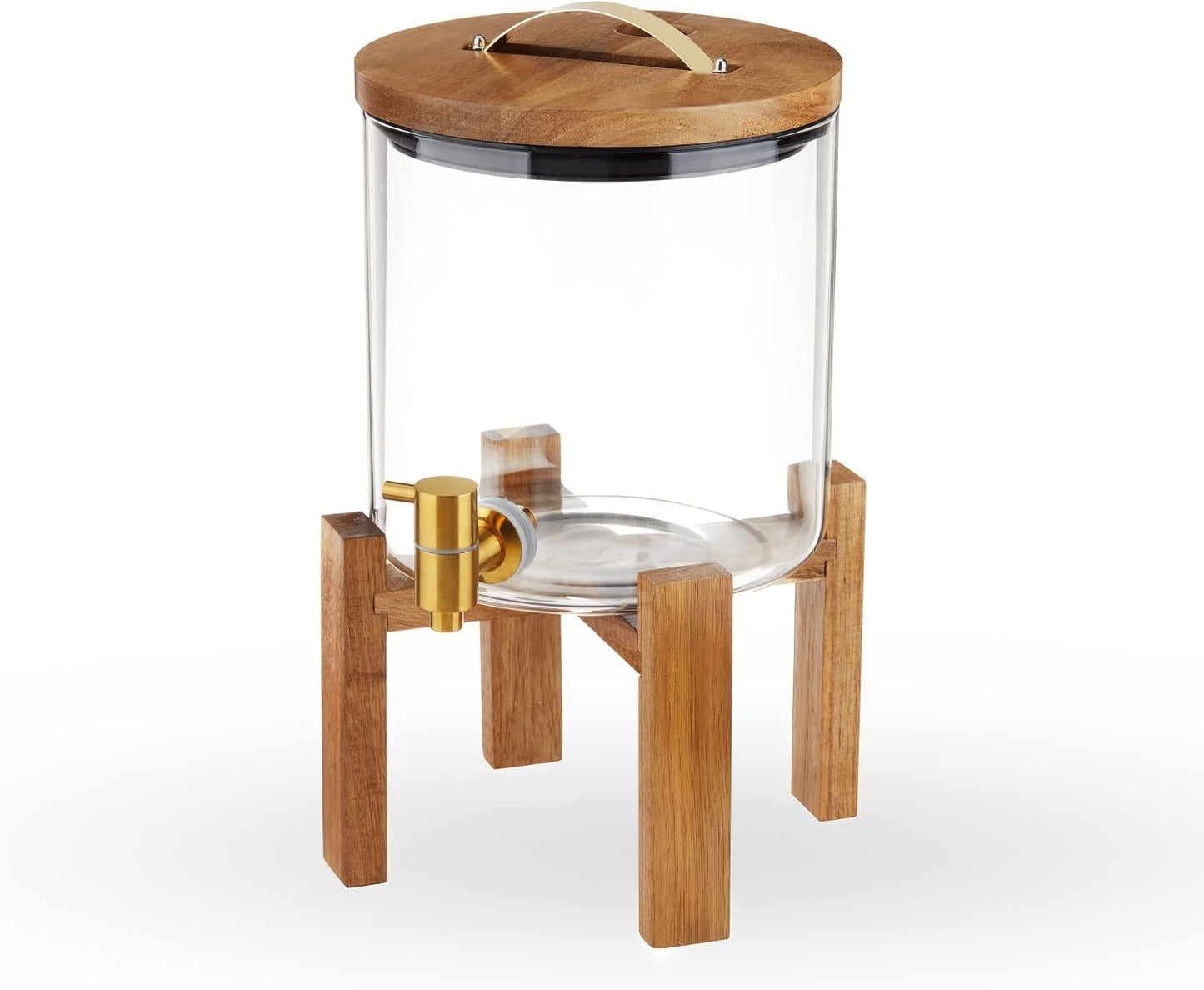 Twine Outdoor Double Drink Dispenser, Beverage Spigot Dispenser, Cocktail Dispenser for Parties with Collapsible Wood Drink Stand, Stackable Dispenser Set of 1