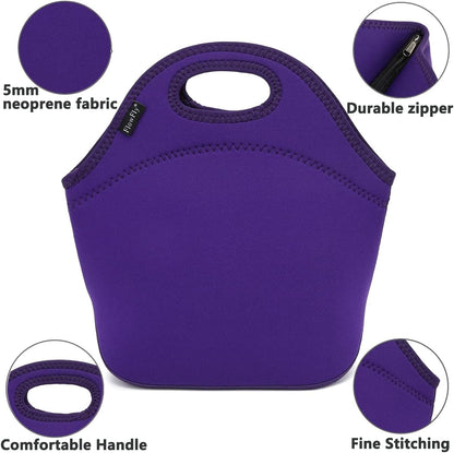 FlowFly Neoprene kids Lunch box Insulated Soft Bag Mini Cooler Thermal Meal Tote Kit for Boys, Girls,Men,Women,School,Work, Office,Black