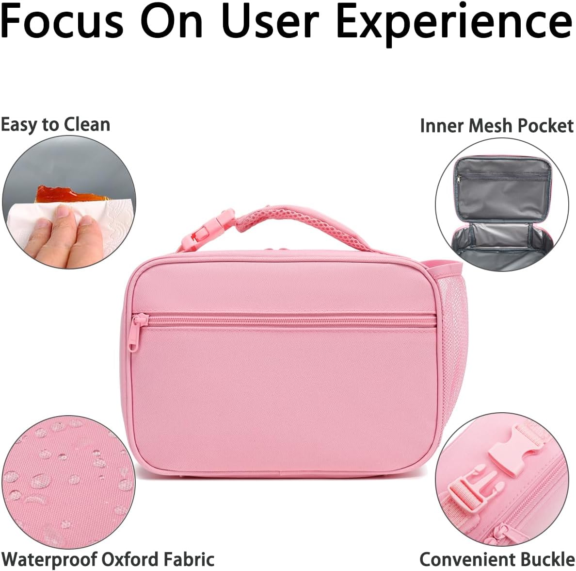 GYEUKHAM Insulated Lunch Box for School, Thermal Reusable Durable Freezable Lunch Bags for Kids Boys Girls Men Women - Small Soft Cooler Portable Lunch Tote Kit for Work Picnic Travel,Black