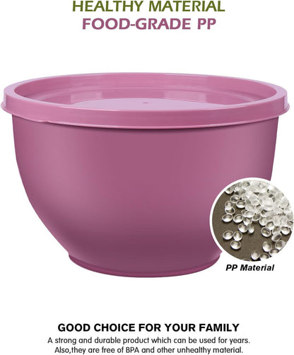 Greentainer Plastic Mixing Bowls with Lids Set for Kitchen, 5 Set Nesting Bowls for Mixing, Baking, Prepping, Cooking and Serving Food, Mixing Bowls Dishwasher, Microwave Safe