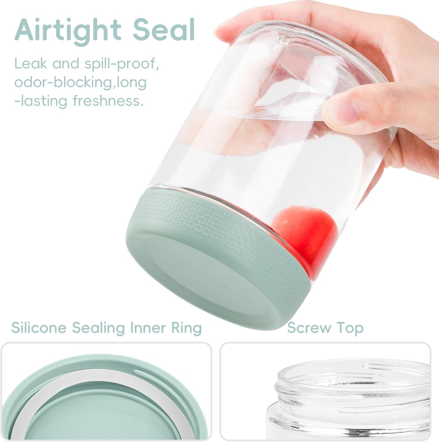 Gemice 6-Pack 10oz Glass Mason Jars with Silicone Sleeves, Airtight BPA-Free Overnight Oats Containers with Lids, Dishwasher Safe Leak-Proof Meal Prep Jars for Chia Pudding, Yogurt, Snacks