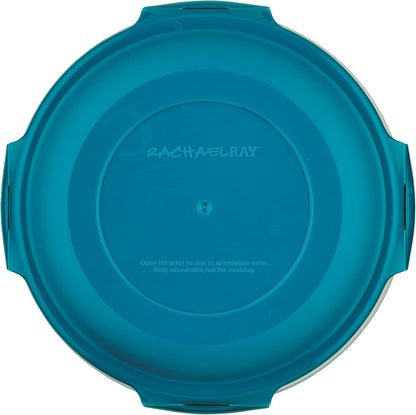 Rachael Ray Leak-Proof Nestable Container Food Storage Bin Set, 10-Piece, Clear with Teal Lids