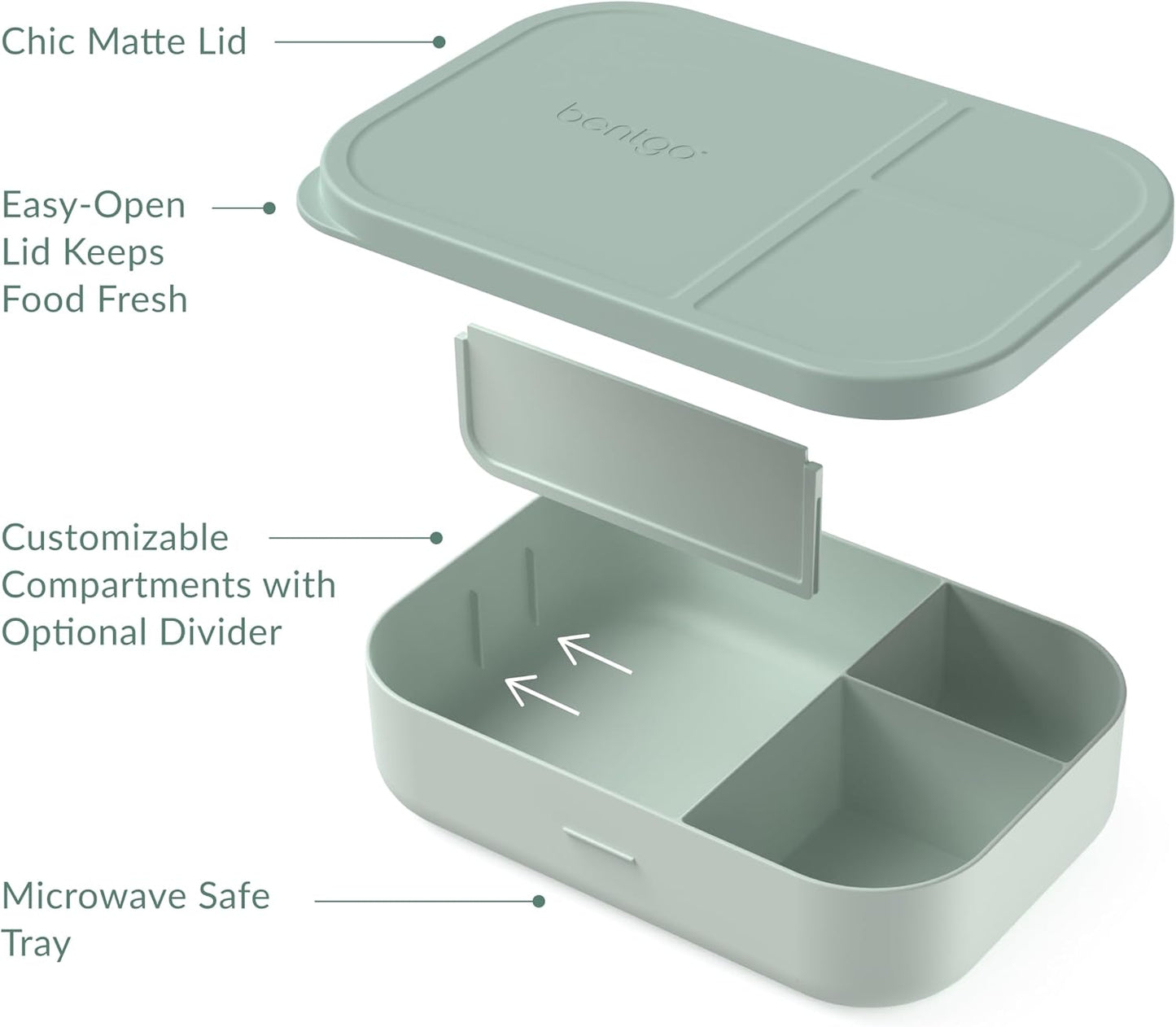 Bentgo® Modern Tray with Matte Lid - Reusable, BPA-Free, Meal Prep Containers for Adults with Removable Divider - 3 or 4 Compartments for Healthy Portioned Meals At Home & On the Go (Navy)