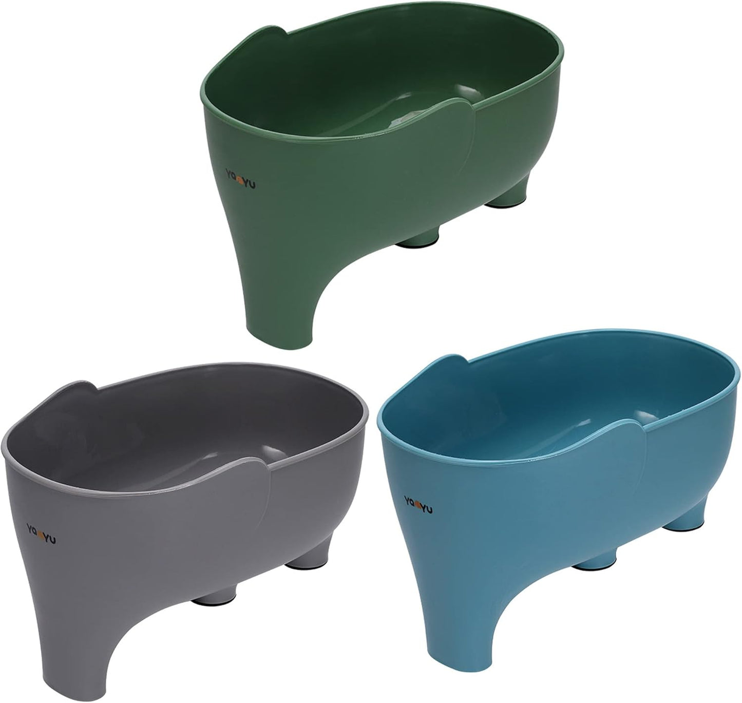2PCS Vegetables Washing Basket Elephant Drainage Basket Fruit Basket for Draining Pasta Noodles Kitchen, PP Material, 22x14x10cm (Blue & Gray)
