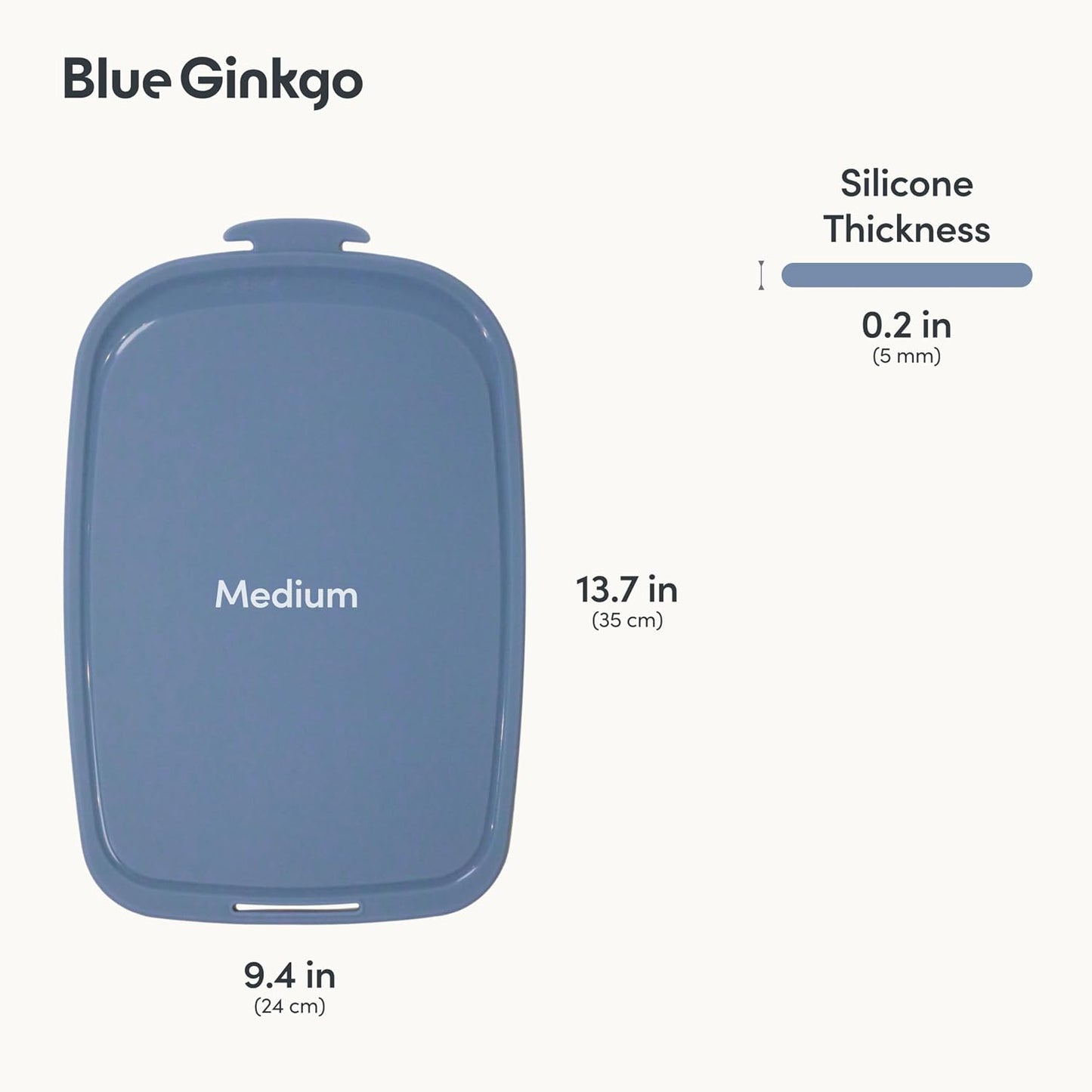 Blue Ginkgo Silicone Cutting Boards – Set of 3 (Small, Medium, Large) – Double-Sided, Thick, Flexible, Non-Slip, BPA Free – Juice Grooves, Dishwasher Safe (Made in Korea, Grey)