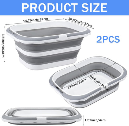 2 Pack Ice Buckets for Parties, Foldable Beverage Tub, Collapsible Ice Bucket for Wine/Beer/Champagne, Large Beer Ice Buckets Drink Cooler, Space Saving Ice Storage Tub Ice Cube Bin (8.5L*2)