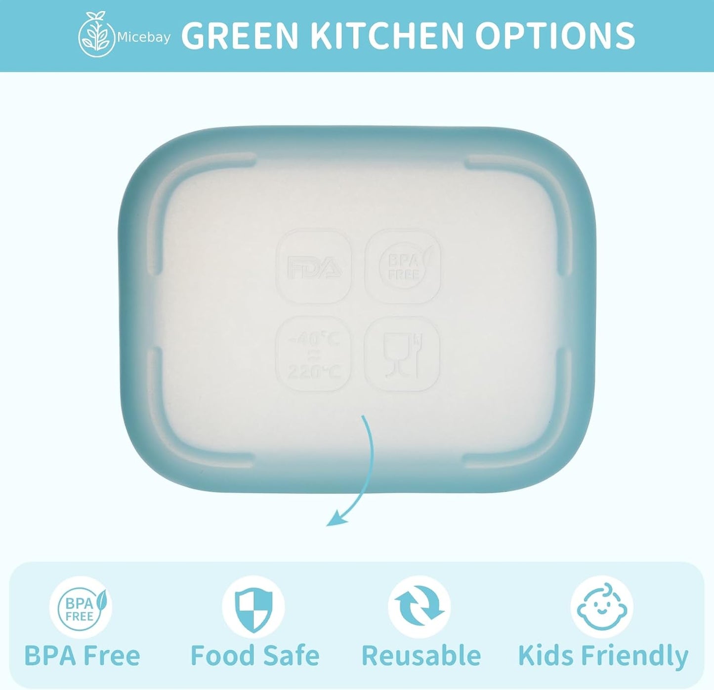 MICEBAY 2-Pack Leak-Proof Salad Dressing Container To Go, Food Grade Silicone Sauce Containers for Bentgo Lunch Box, Reusable Condiment Cups with Lids for Small Snacks - 2.6 oz (Sky Blue & Black)