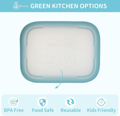 MICEBAY 2-Pack Leak-Proof Salad Dressing Container To Go, Food Grade Silicone Sauce Containers for Bentgo Lunch Box, Reusable Condiment Cups with Lids for Small Snacks - 2.6 oz (Sky Blue & Black)