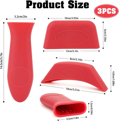 Cast Iron Handle Cover Silicone Pot Holders 2PCS Cast Iron Skillet Handles Cover Heat Resistant Silicone Hot Handle Holder Cast Irons Handless Sleeve for Frying Pan Cast Irons Skillet Griddle Cookware