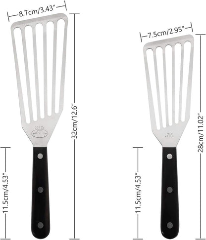 Fish Spatula, 2 Pack Stainless Steel Metal Spatula, Slotted Spatulas for Cooking, Flipping, Turning, Frying and Grilling