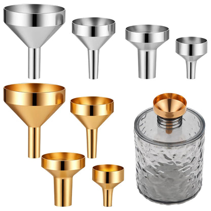 8PCS 4 Size Mini Metal Funnel for Filling Small Bottles
