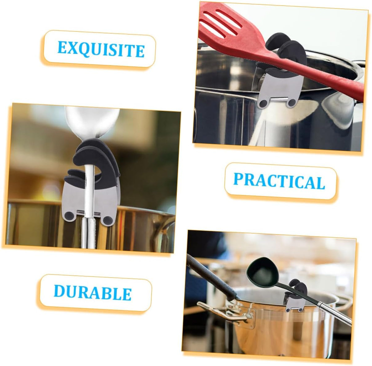 4pcs Stainless Steel Pot Spoon Holder Clip, Kitchen Tool