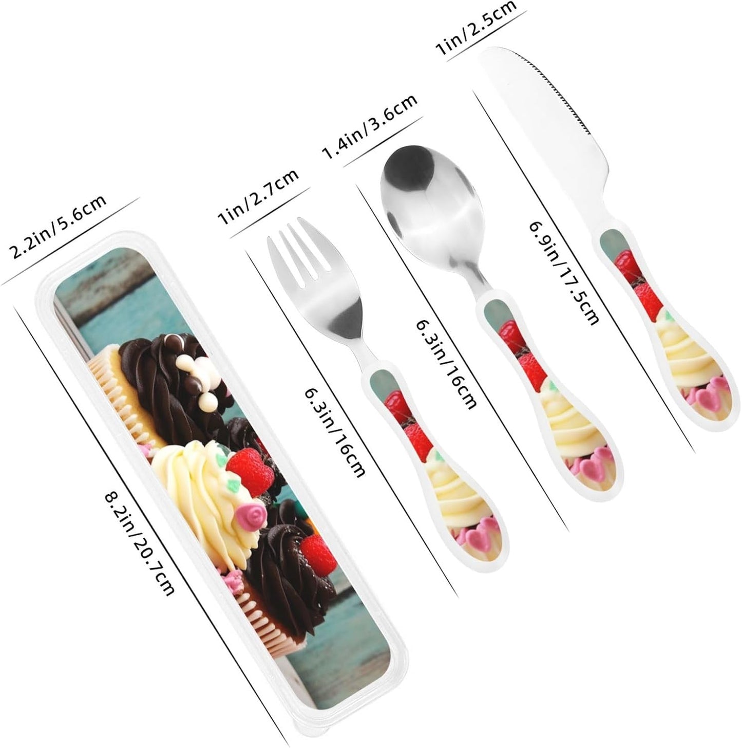 3-Piece Kids Silverware Set With Storage Case, Stainless Steel Reusable Children Safe Knife Spoon Fork Set Blue Active Girl Running Sunset Children Flatware Set For Kids Lunch Box - Colors B