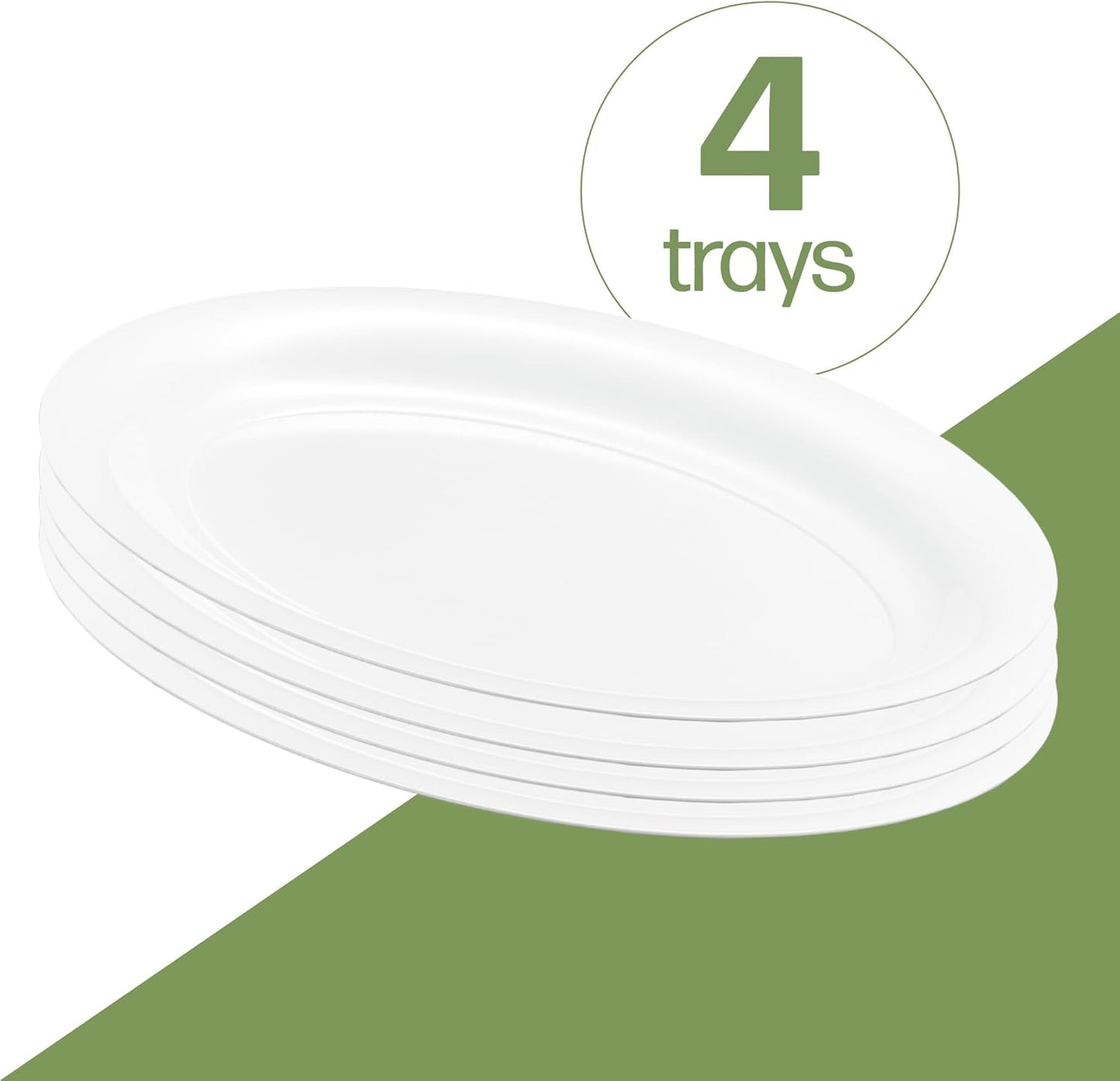 PLASTICPRO Plastic Oval Serving Trays - Serving Platters Oval 11 X 16 Disposable Party Dish Crystal Clear Pack of 4