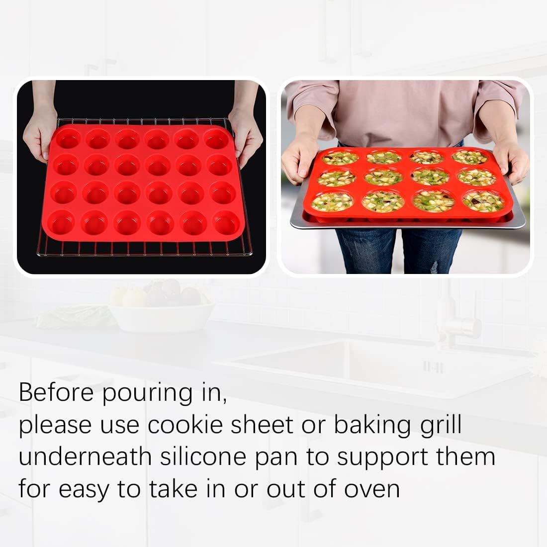 CAKETIME 12 Cups Silicone Muffin Pan - Nonstick Cupcake Pan 1 Pack Regular Size Silicone Mold for Baking