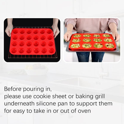 CAKETIME 12 Cups Silicone Muffin Pan - Nonstick Cupcake Pan 1 Pack Regular Size Silicone Mold for Baking