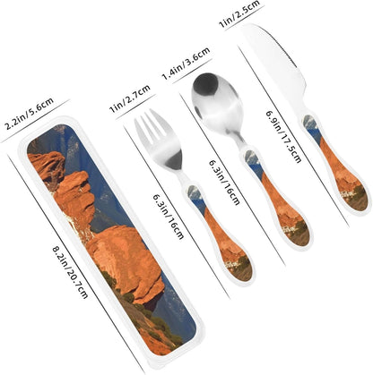 3-Piece Kids Silverware Set With Storage Case, Stainless Steel Reusable Children Safe Knife Spoon Fork Set Ocean Sea Animal Shark Children Flatware Set For Kids Lunch Box